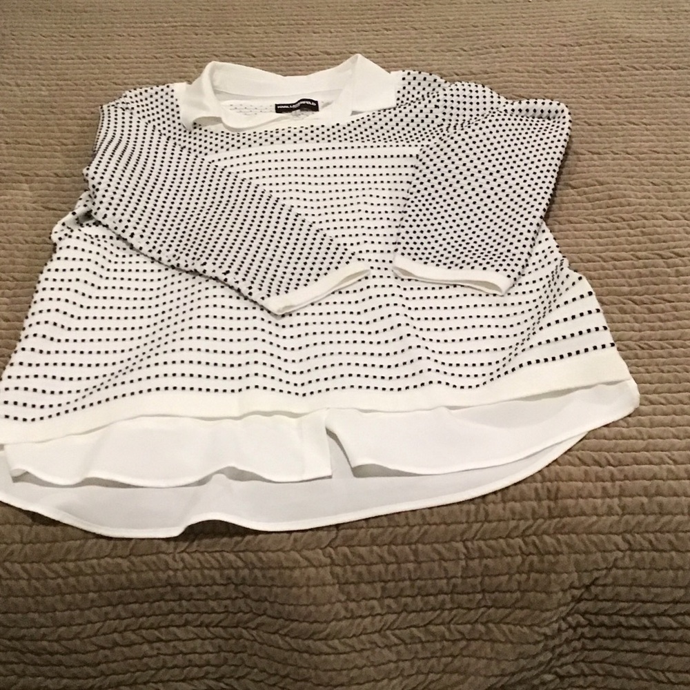 Karl Lagerfeld Black and White Polka Dot Tunic style Top